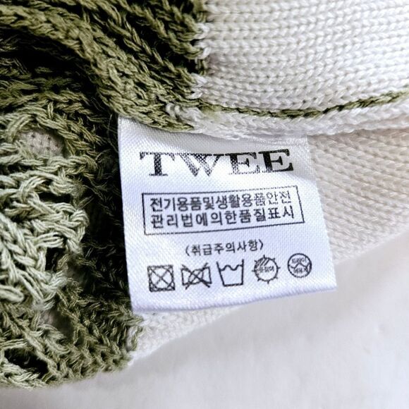 Twee K-Brand Open Knit Crochet Button Down Short Sleeve Collared Blouse Shirt S - Picture 5 of 7